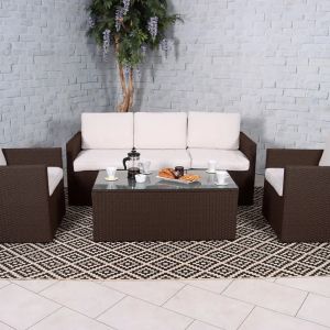 RC Berlin 5 Seater Rattan Lounge Set - Brown 