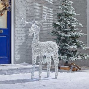 Comet Rattan Reindeer Figure - 100cm - 120 LEDs - White