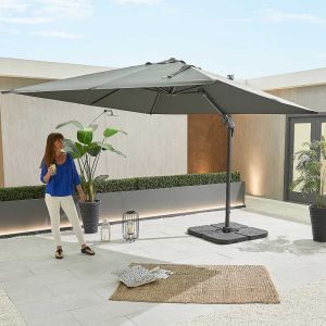 Hebe Grey Frame Cantilever Parasol - 3m Square 