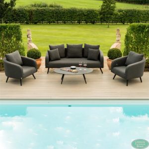 Leamington 5 Seater Outdoor Fabric Sofa Set - Charcoal Black