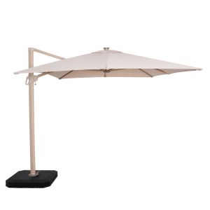 MZ Zeus Square Wood Effect Cantilever Parasol - Beige