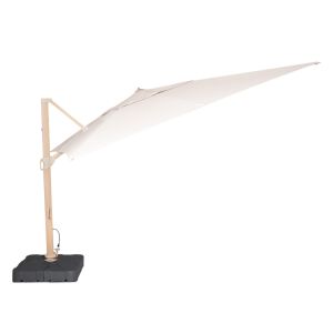 MZ Artemis Rectangular Wood Effect Cantilever Parasol - Taupe