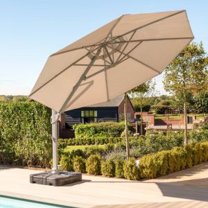 MZ Zeus Round Cantilever Parasol - Beige