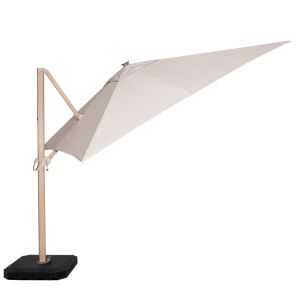 Malaga Square Wood Effect Cantilever Parasol - Beige