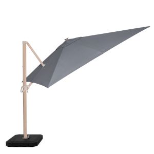 MZ Zeus Square Wood Effect Cantilever Parasol - Grey