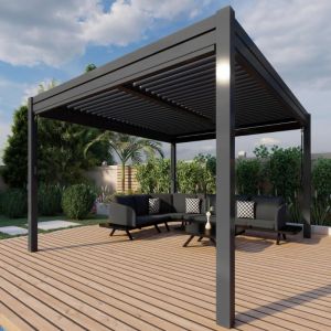 MZ Como Aluminium Rectangle Pergola 3m x 4m with 4 Drop Sides 