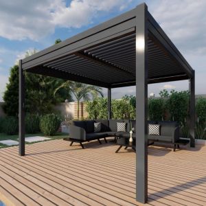 MZ Como Aluminium Square Pergola 4m x 4m with 4 Drop Sides