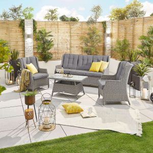 Europa 5 Seater Rattan Sofa Set - White Wash