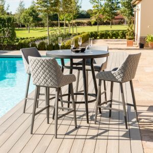 MZ Regal 4 Seater Outdoor Fabric Round Bar Set - Flanelle