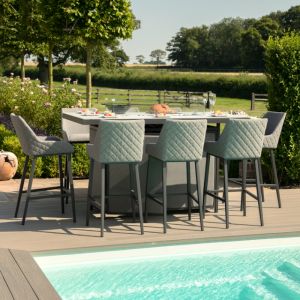 MZ Regal 8 Seater Outdoor Fabric Rectangular Fire Pit Bar Set - Flanelle