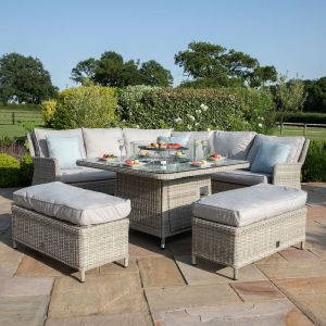 MZ Oxford 4-8 Seater Royal Rattan Corner Set with Firepit