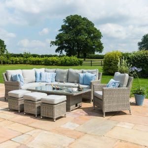 MZ Oxford 6-9 Seater Rattan Corner Dining Set with Ice Bucket & Rising Table plus Armchair