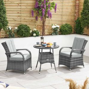Pandora 2 Seater Rattan Round Bistro Set - Grey