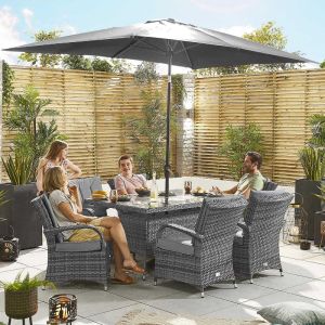 Pandora 6 Seater Rattan Rectangular Dining Set - Grey