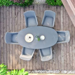 MZ Zest 6 Seater Outdoor Fabric Oval Dining Set - Flanelle