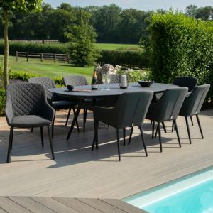 Prague 8 Seater Outdoor Fabric Oval Dining Set - Charcoal