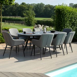 Prague 8 Seater Outdoor Fabric Oval Dining Set - Flanelle