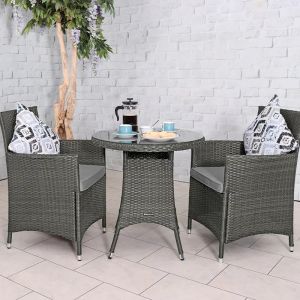 RC Nevada 2 Seater Rattan Bistro Set - Grey