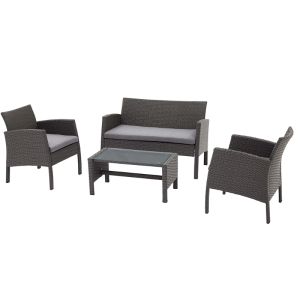 RC Nevada 4 Seater Rattan Conversation Sofa Set - Grey