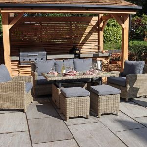 RC Wentworth 5-7 Seater Rattan Deluxe Modular Corner Dining Sofa Set