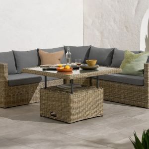 RC Wentworth 5 Seater Rattan Corner Lounging Sofa Set with Adjustable Table