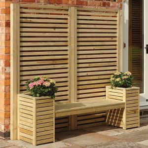Rowlinson Slatted Planter Bench Set