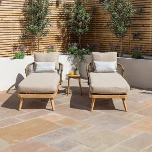 MZ Bali Rope Double Sunlounger Set with Side Table