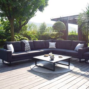 MZ Ethos 5 Seater Outdoor Fabric Corner Sofa Group - Charcoal Black