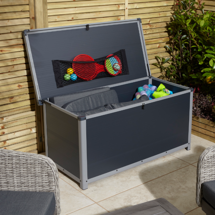 Airevale 4' x 2' Plastic Cushion Storage Box - Dark Grey