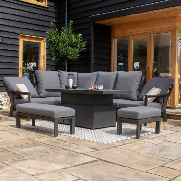 MZ Manhattan 9 Seater Aluminium Reclining Corner Dining Set with Rising Table