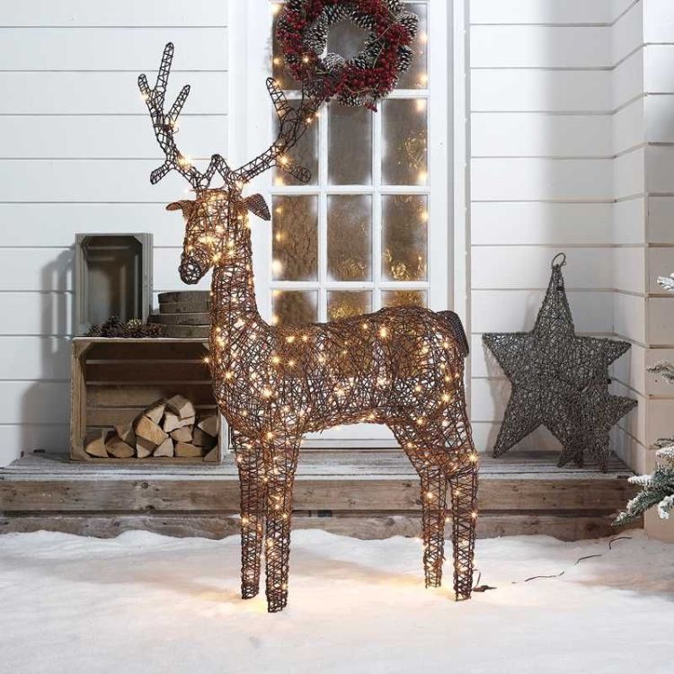 Comet Rattan Reindeer Figure - 150cm - 180 LEDs - Brown
