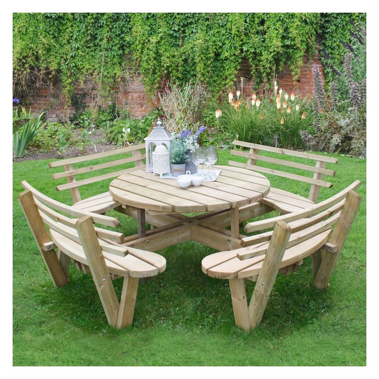 Hartwood Circular Picnic Table With Seat Backs