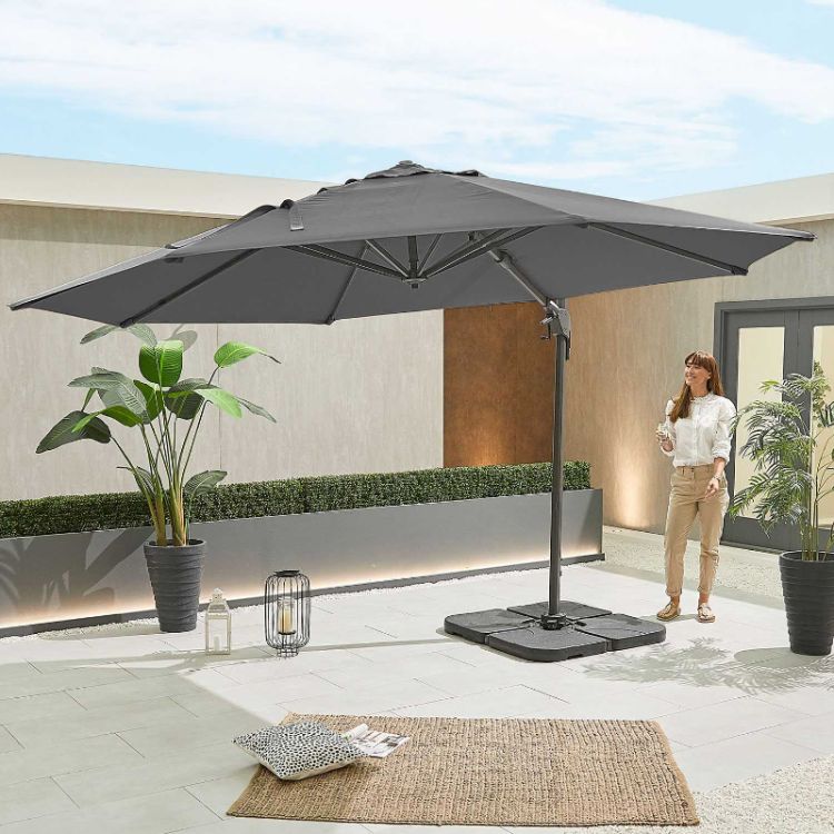 Hebe Grey Frame Cantilever Parasol - 3.5m Round