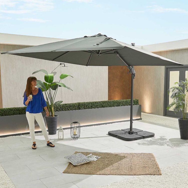 Hebe Grey Frame Cantilever Parasol - 3m Square 