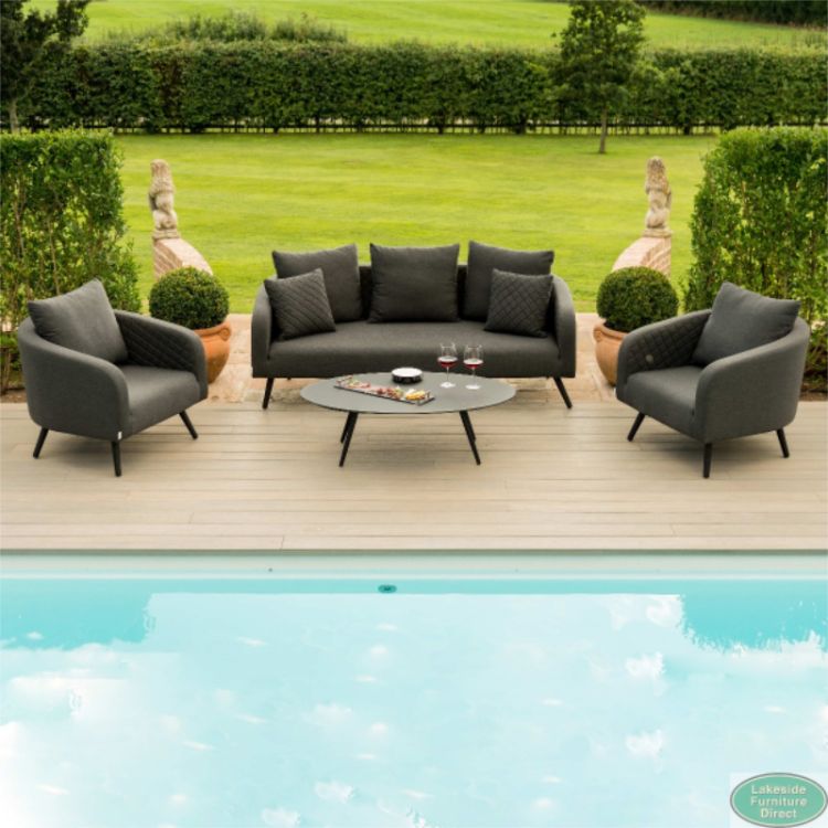 Leamington 5 Seater Outdoor Fabric Sofa Set - Charcoal Black