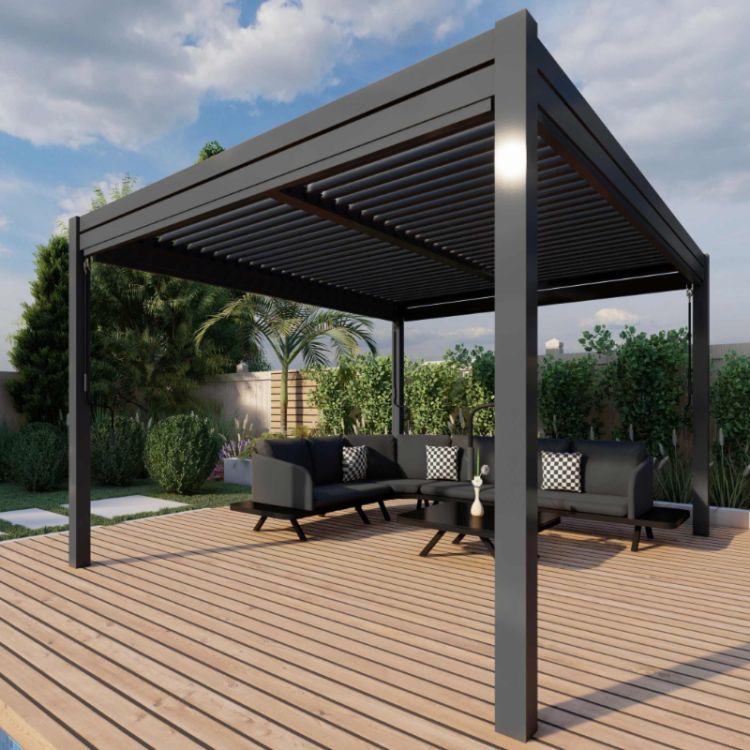 MZ Como Aluminium Square Pergola 4m x 4m with 4 Drop Sides
