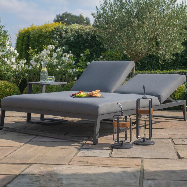 MZ Allure Outdoor Fabric Double Sunlounger - Flanelle 