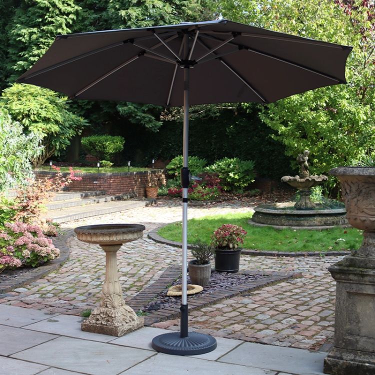 RC 2.7m LED Strip Crank And Tilt Parasol - Grey 