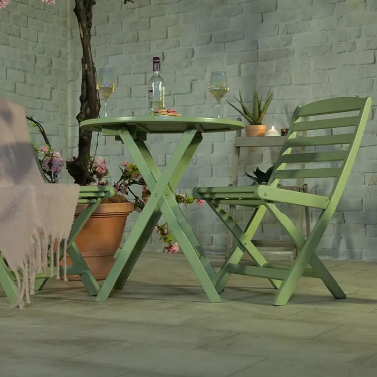 RC Porto 2 Seater Wooden Folding Bistro Set - Green