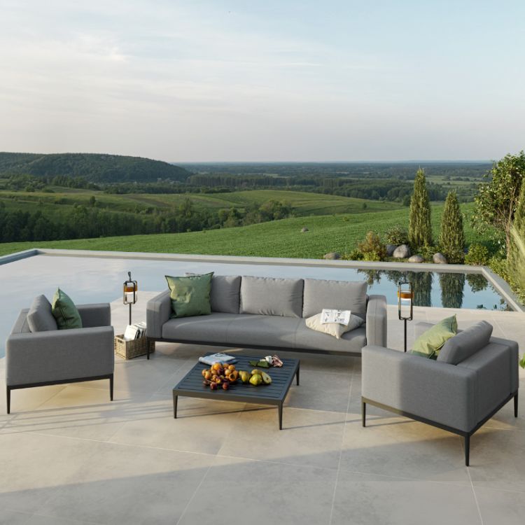 MZ Eve 5 Seater Outdoor Fabric Sofa Set - Grey