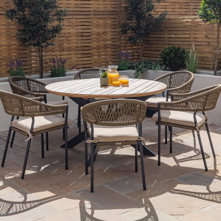 MZ Bali 6 Seater Rope Round Dining Set